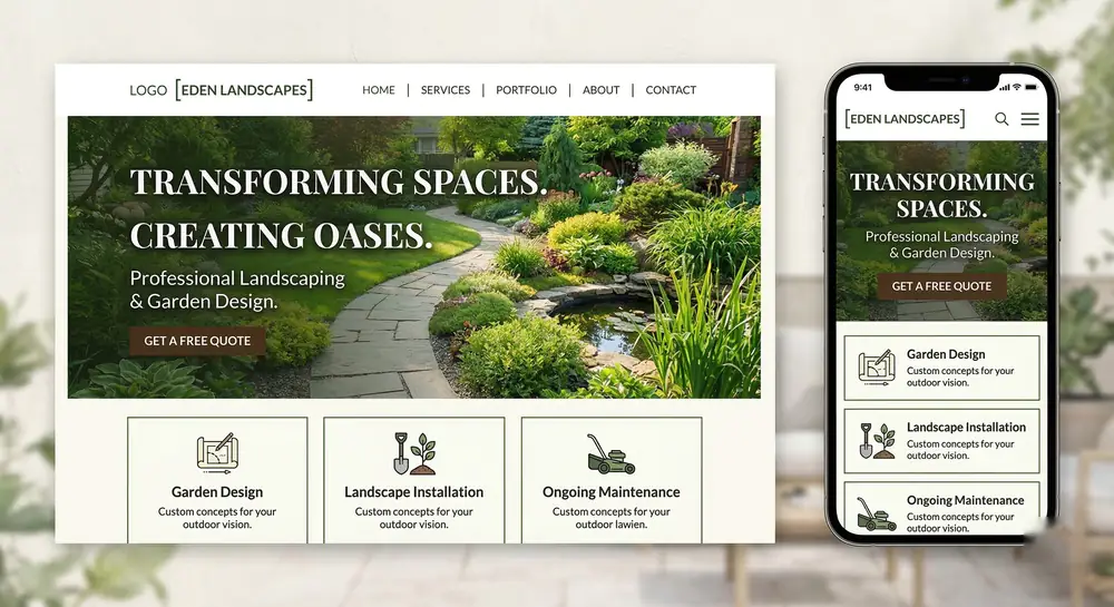 Web design concept for Eden Landscapes - Landscaping / Garden design in Surrey