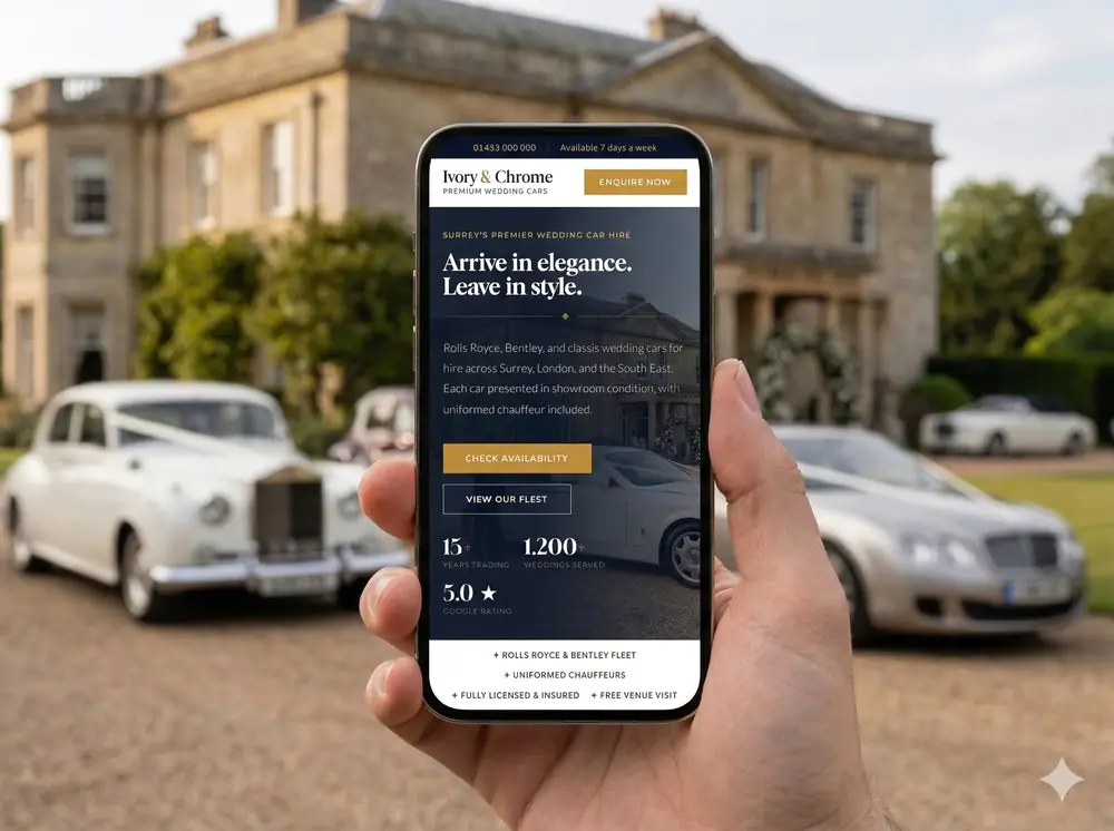 Web design concept for Ivory & Chrome - mobile view