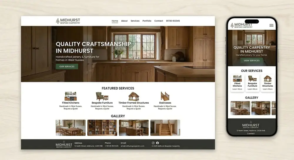 Web design concept for Midhurst Bespoke Carpentry - Joinery / Carpentry in Midhurst, West Sussex